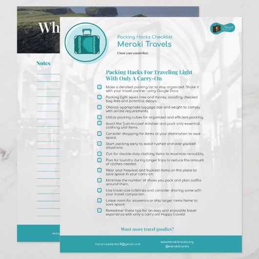 Packing Hacks for Traveling with Just a Carry-on (正面/裏面)