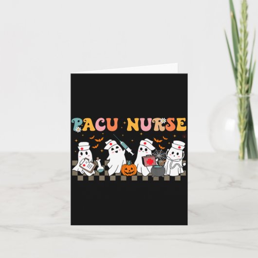 PACUナース スプーキーゴースト ハロウィン かわいい 看護 カード (正面)