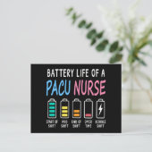 PACU看護師のバッテリー残量レベルのユーモア ポストカード (スタンド正面)