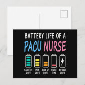 PACU看護師のバッテリー残量レベルのユーモア ポストカード (正面/裏面)