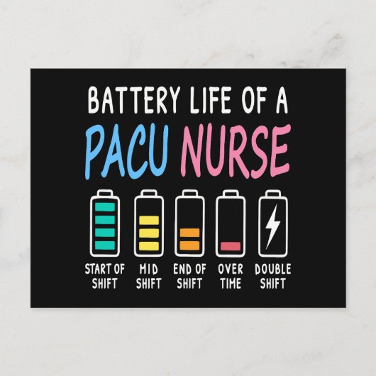 PACU看護師のバッテリー残量レベルのユーモア ポストカード (正面)