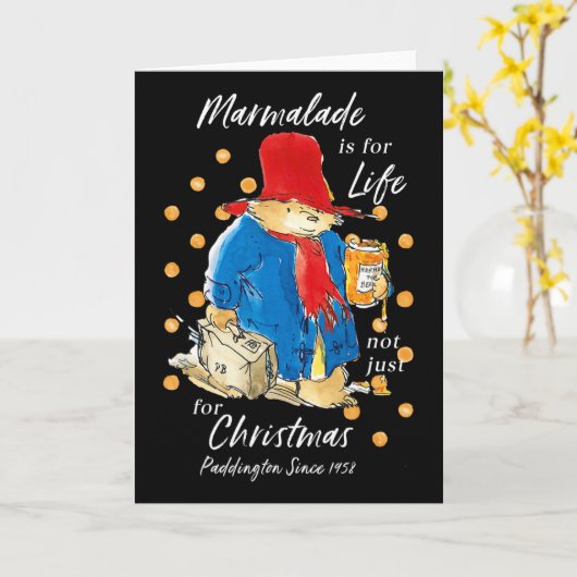 Paddington Bear Xmas Marmalade For Life Cute Merry カード (黄色い花)