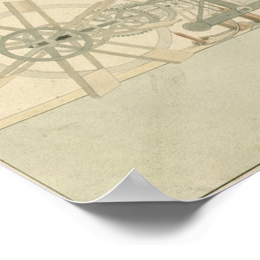 Paddle-wheel, perspective view of machinery drawn ポスター (角)