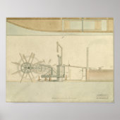 Paddle-wheel, perspective view of machinery drawn ポスター (正面)