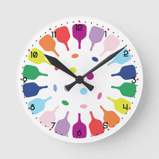 Paddlepalooza O’Clock ピックルボール ラウンド壁時計 (正面)