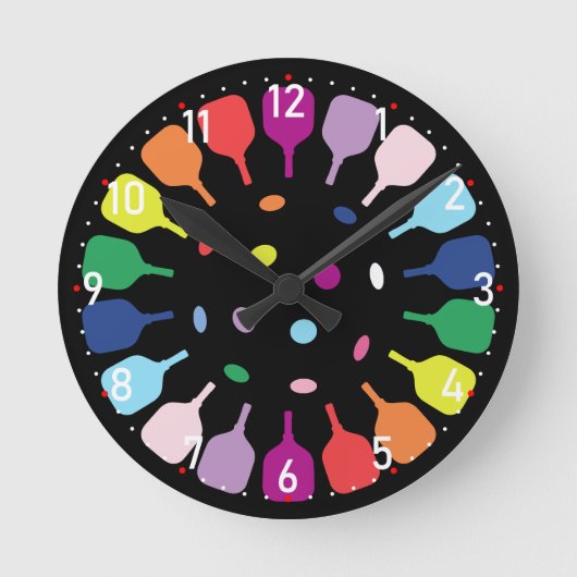 Paddlepalooza O’Clock ピックルボール  ラウンド壁時計 (正面)
