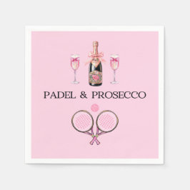 PADEL ナプキン: PADEL & PROSECCO クラシック ピンク×ブラック スタンダードカクテルナプキン