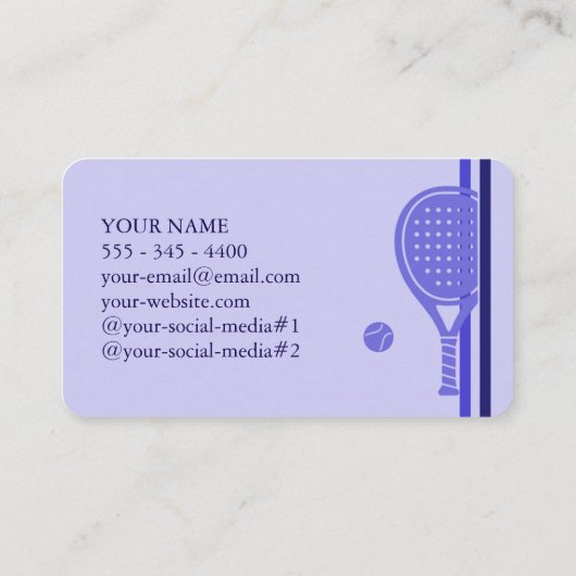 Padel Business Card-Sleek Padel Style–Blue Lilac 名刺 (裏面)