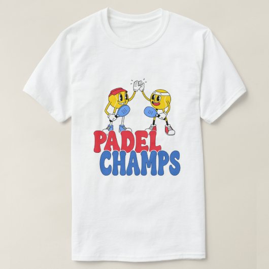 Padel Champs | Retro Cartoon Sports High 5 T-Shirt Tシャツ (デザイン正面)