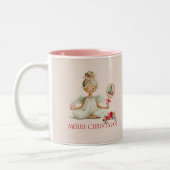 Padel Christmas Mug – Holiday Padel Angel in Taupe ツートーンマグカップ (左)