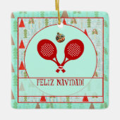 Padel Christmas Ornament – A Padel Retro Christmas セラミックオーナメント (正面)