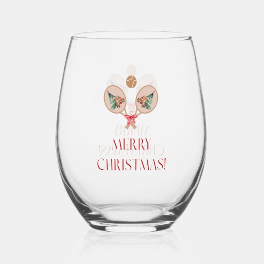 Padel Christmas Wine Glass – A Festive Padel Motif ステムなしワイングラス (正面)