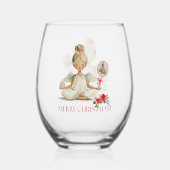 Padel Christmas Wine Glass – A Holiday Padel Angel ステムなしワイングラス (裏面)