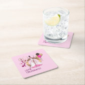 PADEL COASTER: CELEBRATION PADEL DIVA BRIGHT PINK スクエアペーパーコースター (インサイチュ)