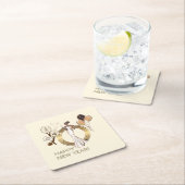 PADEL COASTER: NEW YEAR’S PADEL DIVA CREAM & GOLD スクエアペーパーコースター (インサイチュ)