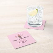 PADEL COASTER: PADEL & PROSECCO CLASSIC PINK/BLACK スクエアペーパーコースター (インサイチュ)
