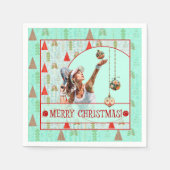 Padel Cocktail Napkin – Padel Retro Christmas スタンダードカクテルナプキン (正面)