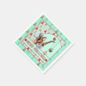 Padel Cocktail Napkin – Padel Retro Christmas スタンダードカクテルナプキン (角)