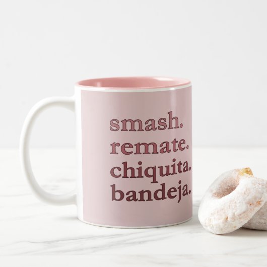 Padel Coffee Mug-Personalize Word Vibes Dusty Rose ツートーンマグカップ (ドーナツ)