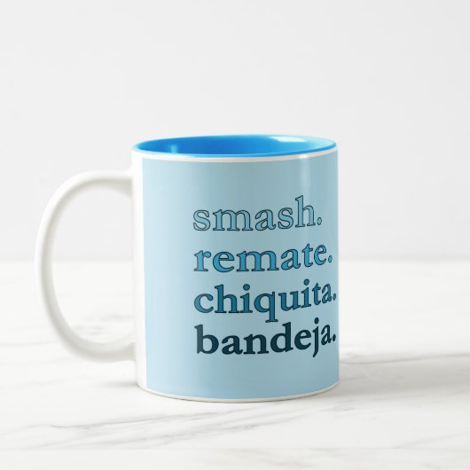 Padel Coffee Mug-Personalize Word Vibes Sky Blue ツートーンマグカップ (左)
