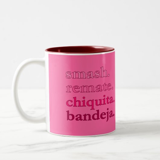PADEL COFFEE MUG – WORD VIBES – CHERRY PINKS ツートーンマグカップ (左)