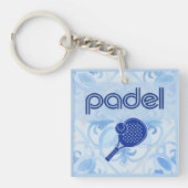 Padel Key Chain – Spanish Tile Vibes in Blue キーホルダー (正面)