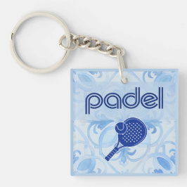 Padel Key Chain – Spanish Tile Vibes in Blue キーホルダー