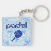 Padel Key Chain – Spanish Tile Vibes in Blue キーホルダー (裏面)