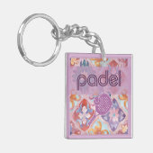 Padel Key Chain – Spanish Tile Vibes in Purple キーホルダー (正面左)