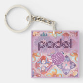 Padel Key Chain – Spanish Tile Vibes in Purple キーホルダー (正面)