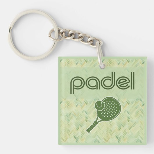 Padel Key Chain – Spanish Tile Vibes Matcha Green キーホルダー (正面)