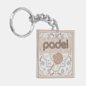Padel Key Chain – Spanish Tile Vibes Taupe Brown キーホルダー (正面左)