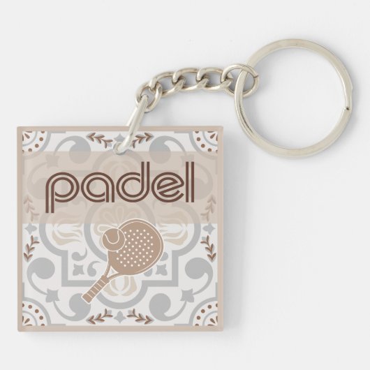 Padel Key Chain – Spanish Tile Vibes Taupe Brown キーホルダー (裏面)