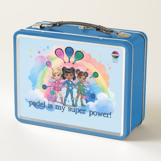 PADEL LUNCHBOX - PADEL GIRLS SUPERHEROES in BLUE メタルランチボックス (裏面)