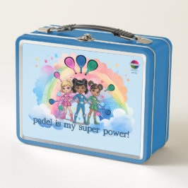 PADEL LUNCHBOX - PADEL GIRLS SUPERHEROES in BLUE メタルランチボックス