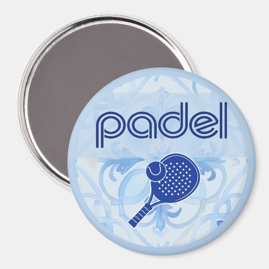 Padel Magnet – Spanish Tile Vibes in Blue マグネット (正面/裏面)