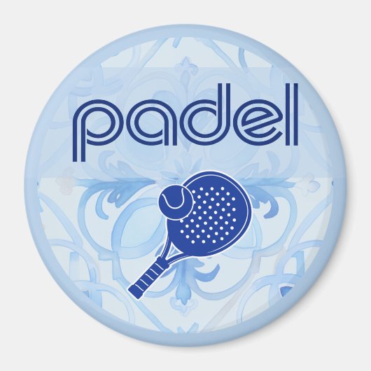 Padel Magnet – Spanish Tile Vibes in Blue マグネット (正面)