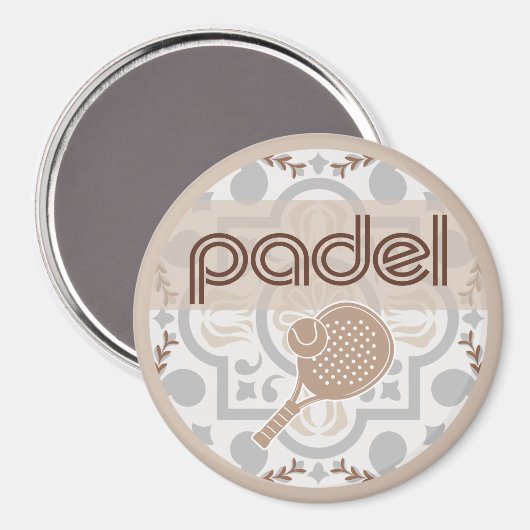 Padel Magnet – Spanish Tile Vibes Taupe Browns マグネット (正面/裏面)