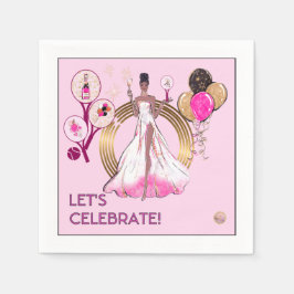 PADEL NAPKIN: CELEBRATION PADEL DIVA - BRIGHT PINK スタンダードカクテルナプキン