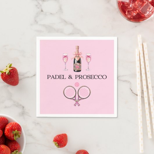 PADEL NAPKIN: PADEL & PROSECCO CLASSIC PINK-BLACK スタンダードカクテルナプキン (インサイチュ)