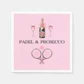 PADEL NAPKIN: PADEL & PROSECCO CLASSIC PINK-BLACK スタンダードカクテルナプキン (正面)