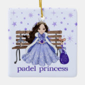 PADEL ORNAMENT – ADORABLE PADEL PRINCESS in BLUE セラミックオーナメント (正面)