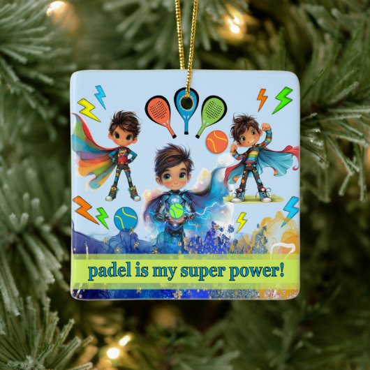 PADEL ORNAMENT – PADEL BOYS SUPERHEROES BLUE セラミックオーナメント (ツリー)