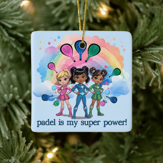PADEL ORNAMENT – PADEL GIRLS SUPERHEROES BLUE セラミックオーナメント (ツリー)