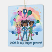 PADEL ORNAMENT – PADEL GIRLS SUPERHEROES BLUE セラミックオーナメント (左)