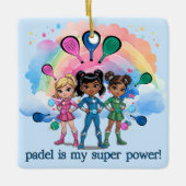 PADEL ORNAMENT – PADEL GIRLS SUPERHEROES BLUE セラミックオーナメント (正面)