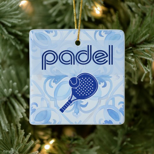 Padel Ornament – Spanish Tile Vibes in Blue セラミックオーナメント (ツリー)