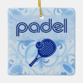 Padel Ornament – Spanish Tile Vibes in Blue セラミックオーナメント (正面)