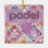 Padel Ornament – Spanish Tile Vibes in Purple セラミックオーナメント (正面)