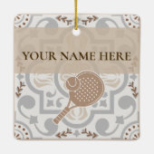Padel Ornament-Spanish Tile Vibes in Taupe & Brown セラミックオーナメント (裏面)